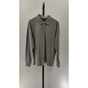 Quince Men Organic Cotton Long Sleeve Pique Polo Heather Gray Sleeved Top S